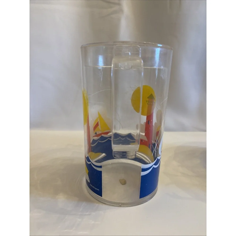 VTG 1990's Wellington SailBoat & Lighthouse Acrylic Pitcher/IceBucket‎ Tongs